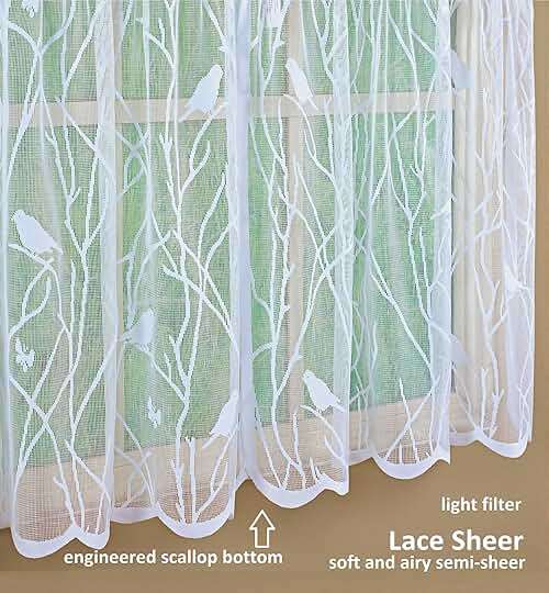 Today's Curtain, Songbird Semi-Sheer Lace Swag 38", White, 56" W x 38" L - Image 4