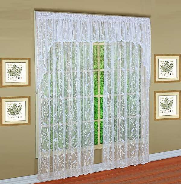 Today's Curtain, Songbird Semi-Sheer Lace Swag 38", White, 56" W x 38" L - Image 9