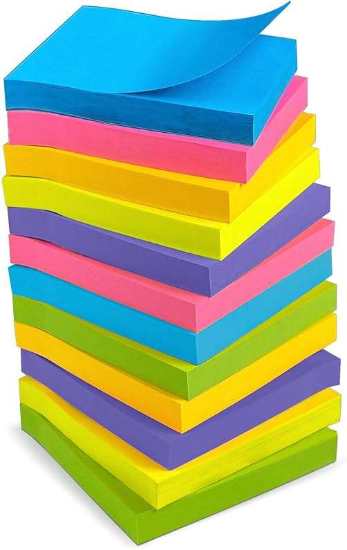 OHOME Sticky Notes - 12 Pads, 3”x3” - Colorful Self-Stick Post Notes Bulk - Office Desk Accessories | Teacher Classroom Must Haves,Aesthetic School Supplies for Home,Back to School Essential - Image 7