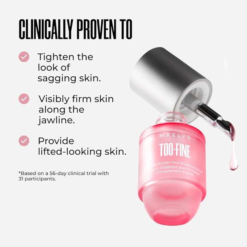 MAËLYS TOO-FINE Firming Anti-Aging Face Serum - Instantly Lifted Look - Glaucine & Bacillus Ferment - Face Tightening Serum Helps Lift Look of Sagging Skin on Jawline, Cheekbones & Under Eyes (15 mL) - Image 6