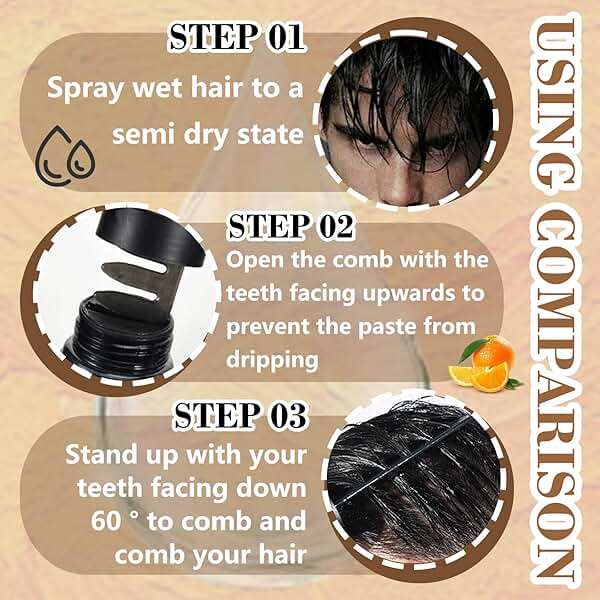Mens Hair Styling Gel Kit with 2 Combs,Mens Grooming Fluffy Hair Salon Gels Wax Set,Moisturizing Long Lasting Non-Greasy Fast Build Hair Wax for Men - Image 5