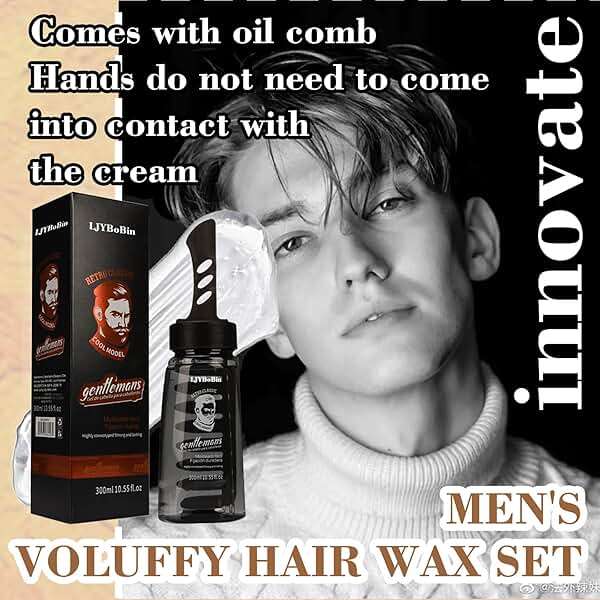 Mens Hair Styling Gel Kit with 2 Combs,Mens Grooming Fluffy Hair Salon Gels Wax Set,Moisturizing Long Lasting Non-Greasy Fast Build Hair Wax for Men - Image 7