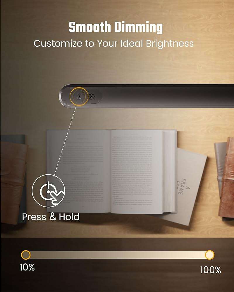 SUPERDANNY Eye-Caring LED Desk Lamp 360° Flexible Gooseneck Work Lamp with Desk Side Clamp Touch Control 3 Light Colors Smooth Dimming Task Lighting Reading Light for Home Office College Dorm, Black - Image 6