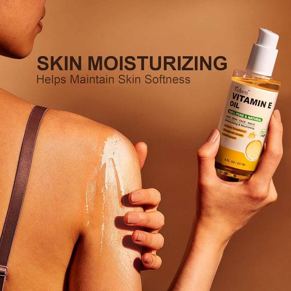 Yoken Vitamin E Oil 8 Oz Vitamin E oil for Skin Vitamine oils for Face Perfect Bath and Body Oil Cold Pressed Hexane Free Non-GMO Gluten Free Formula - Image 3