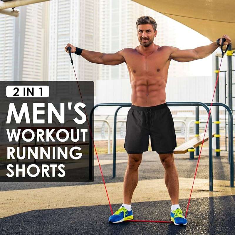 NIMOJIRO Men's 2 in 1 Running Shorts Workout Athletic Training Gym Outdoor Sports Shorts - Image 3