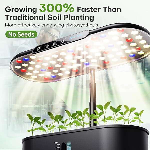 Ahopegarden Hydroponics Growing System kit: 12 Pods Indoor Herb Garden with Smart Environmental Detection - Full Spectrum LED Grow Light for Growing Vegetables，Herbs and Lettuce - Home Gardening - Image 2