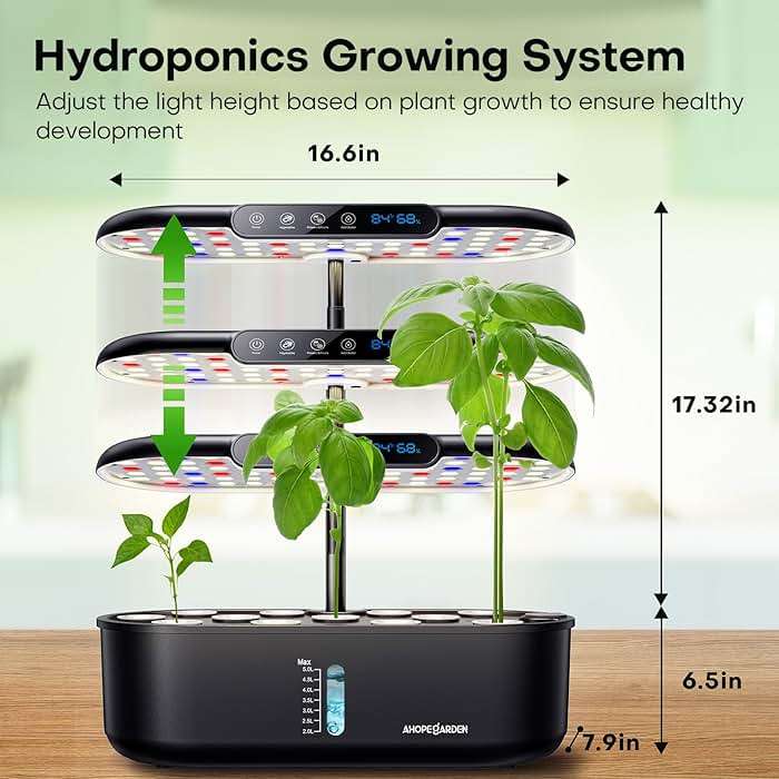Ahopegarden Hydroponics Growing System kit: 12 Pods Indoor Herb Garden with Smart Environmental Detection - Full Spectrum LED Grow Light for Growing Vegetables，Herbs and Lettuce - Home Gardening - Image 7