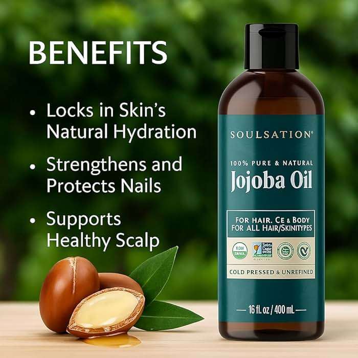 SOULSATION Organic Jojoba Oil for Skin, Hair & Face (8oz) | 100% Pure, Natural Cold Pressed - Hydrating Carrier Oil Hexane Free - Image 3