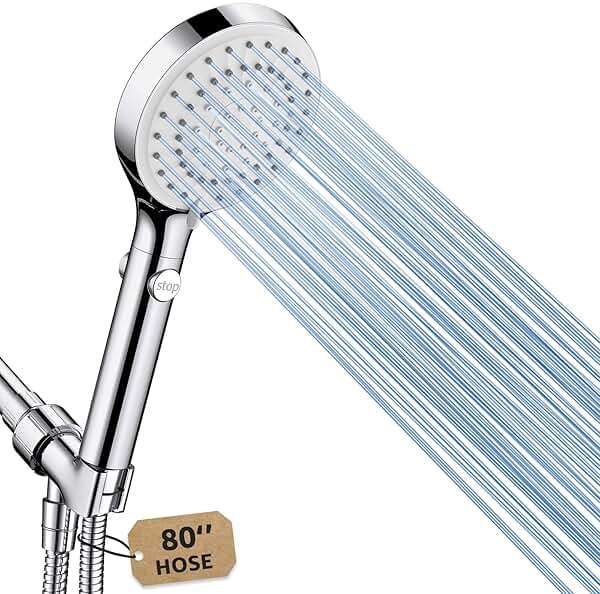 FASDUNT Shower Head with Handheld, High Pressure Handheld Shower Head with 80" Extra Long Stainless Steel Hose & Adjustable Bracket, Showerhead with ON/OFF Switch for Pets Bath - Image 1