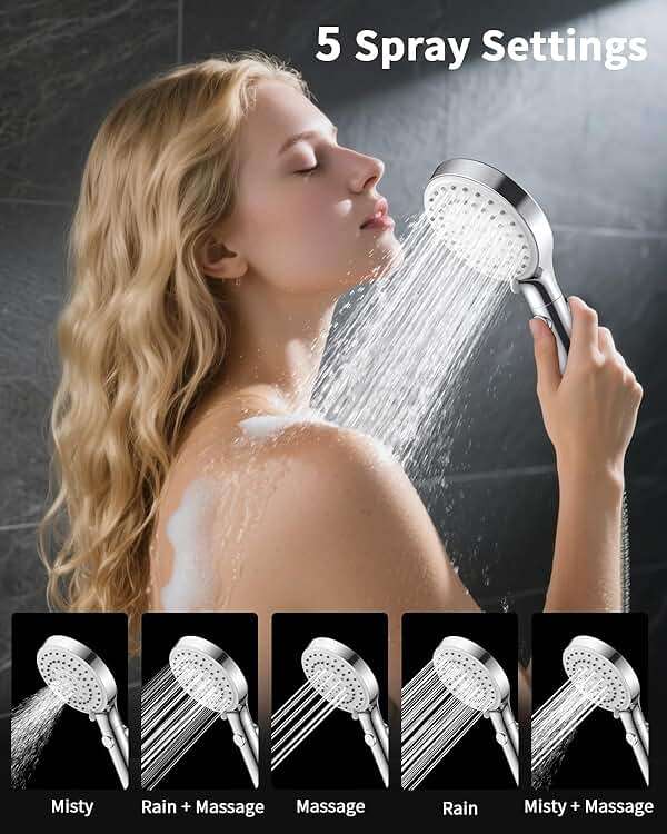 FASDUNT Shower Head with Handheld, High Pressure Handheld Shower Head with 80" Extra Long Stainless Steel Hose & Adjustable Bracket, Showerhead with ON/OFF Switch for Pets Bath - Image 5