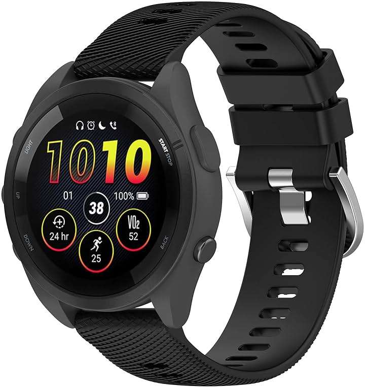 Fit for Garmin Forerunner 165 Watch Bands Women Men, 20mm Adjustable Sport Soft Silicone Replacement Bands Straps Wristbands Fit for Garmin Forerunner 165 Music - Image 1