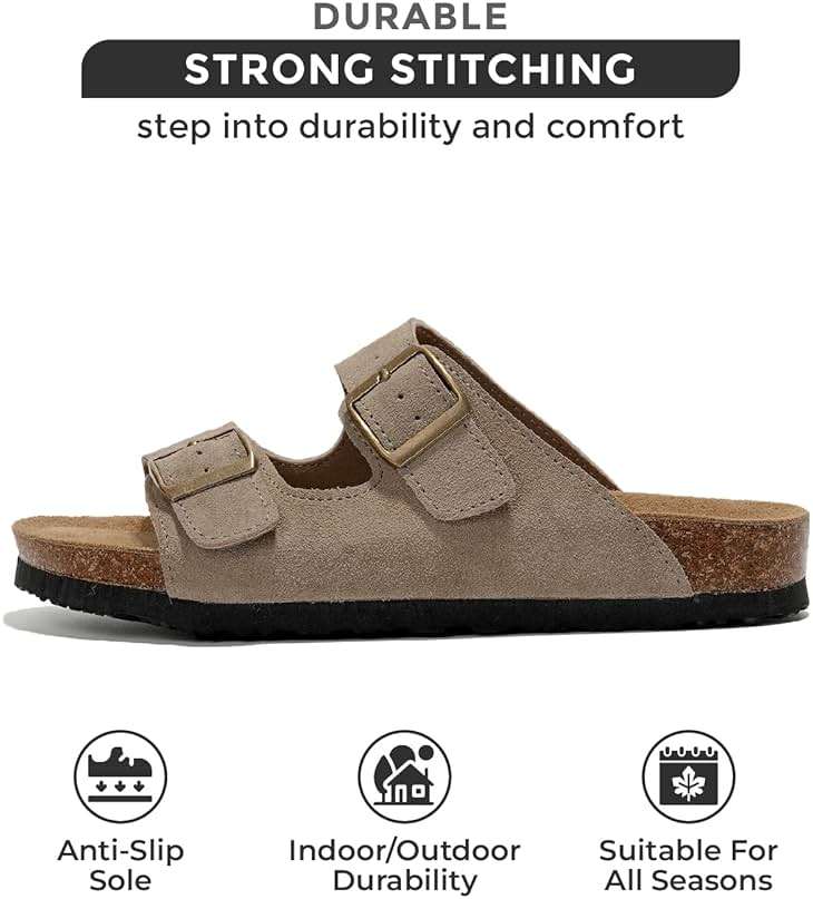Project Cloud 100% Genuine Leather Flat Sandals For Women 2026 Cork Footbed Womens Sandals with Memory Foam and arch support Vacation Essentials Slides for Women Footwear (Venita) - Image 3