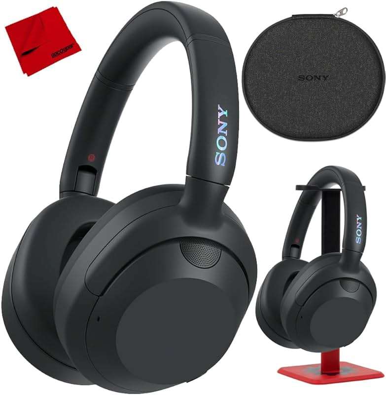 Sony ULT WEAR Noise Canceling Wireless Headphones with Alexa Built-in, Massive Bass Comfortable Design, Black WHULT900N/B Bundle with Pro Audio Headphone Stand + Microfiber Cloth - Image 1