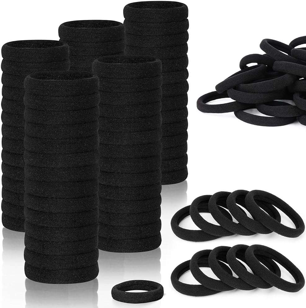 Hair Ties for Girls Elastic Hair Tie 200 PCS Black Soft for Medium Hair Hair Accessories for Women Perfect for Long Lasting Braids Ponytails and More Pain Free Hair Ponytail Holders Hair Elastic Band - Image 1