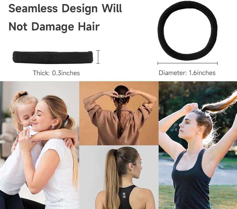 Hair Ties for Girls Elastic Hair Tie 200 PCS Black Soft for Medium Hair Hair Accessories for Women Perfect for Long Lasting Braids Ponytails and More Pain Free Hair Ponytail Holders Hair Elastic Band - Image 2