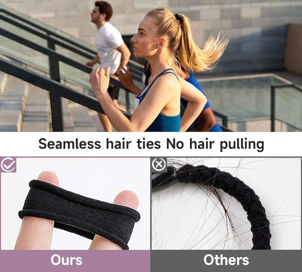 Hair Ties for Girls Elastic Hair Tie 200 PCS Black Soft for Medium Hair Hair Accessories for Women Perfect for Long Lasting Braids Ponytails and More Pain Free Hair Ponytail Holders Hair Elastic Band - Image 3