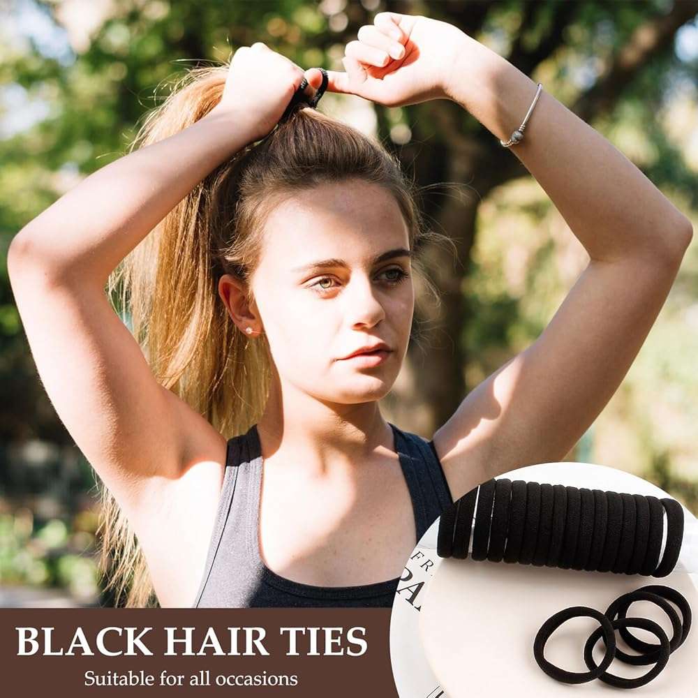 Hair Ties for Girls Elastic Hair Tie 200 PCS Black Soft for Medium Hair Hair Accessories for Women Perfect for Long Lasting Braids Ponytails and More Pain Free Hair Ponytail Holders Hair Elastic Band - Image 6