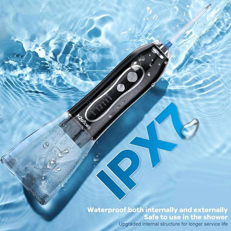 H2ofloss Water Dental Flosser Teeth Pick -Portable Oral Irrigator with 5 Modes, Rechargeable IPX7 Waterproof Orthodontic Teeth Cleaner Pick Cordless for Home Travel-300ml Water Tank - Image 5