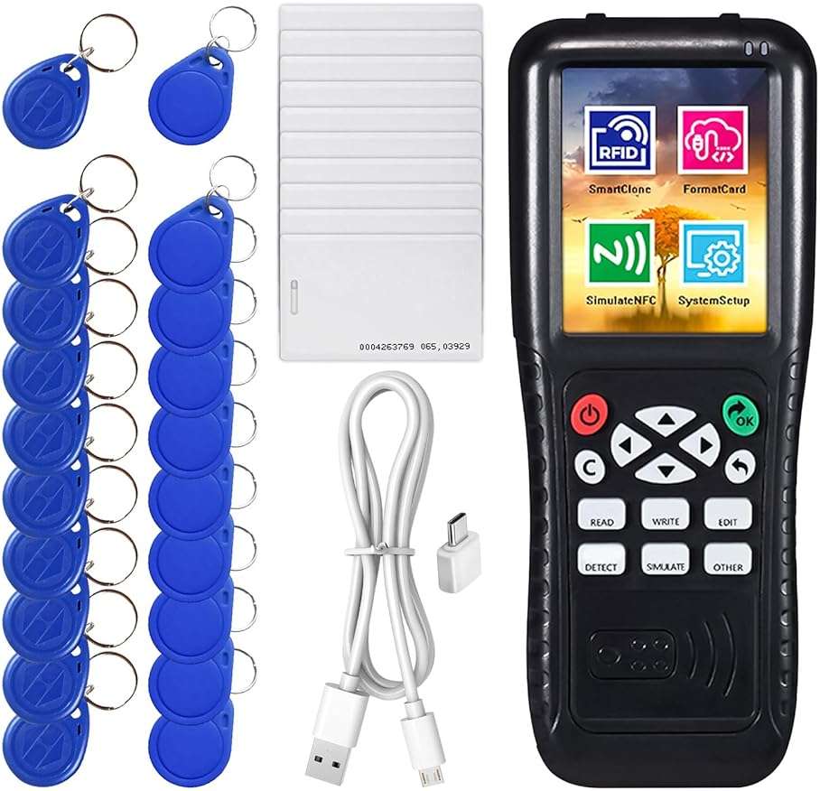 RFID ID Duplicator Copier Writer Decode Function Smart Card Key Machine RFID NFC Copier ID Reader Writer with T557 125khz H-ID Cards,ID 125kh Keyfobs and IC 13.56mhz Key Tags - Image 1