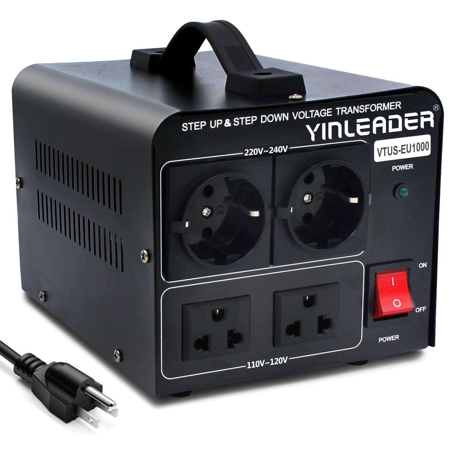 Yinleader 1000W 110V to 220V EU Voltage Converter Transformer Step Up/Down Converter 110/120 Volt - 220/230/240 Volt w/US Power Cord(NO 220V Power Cord) - Image 1