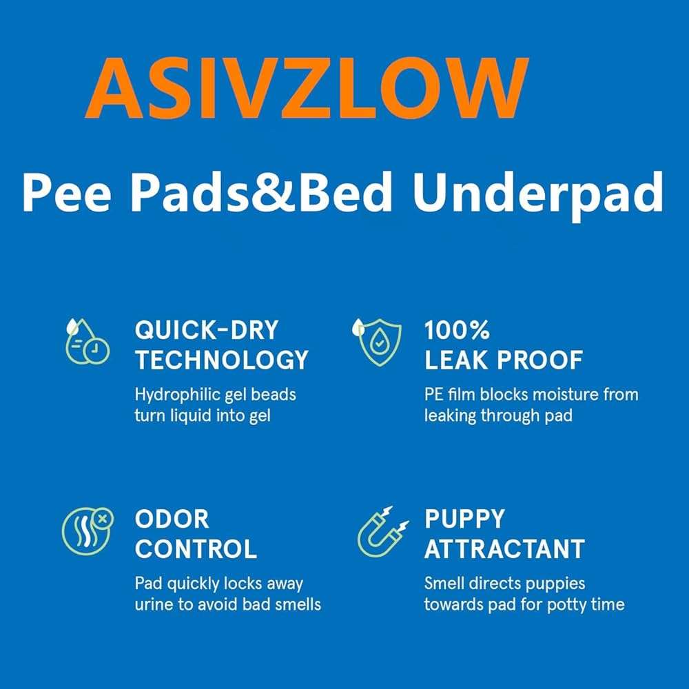 ASIVZLOW 40 Count 24"X24" Disposable Puppy Pads Super Absorbent &Leak-Proof Quick-Dry Underpads for Baby Adults Elder Large Pee Pads for Dogs Deodorant 6-Layer Cat Wee Wee Pads Training Pads - Image 2