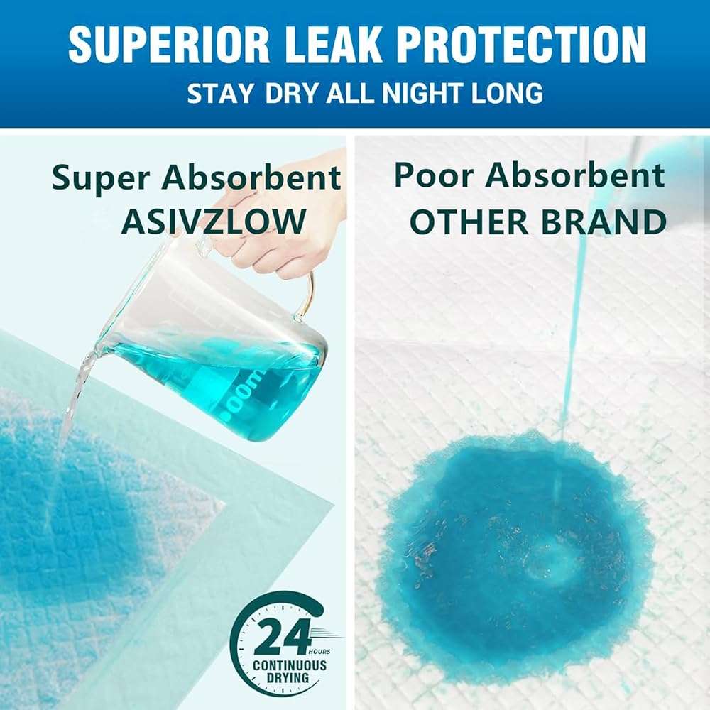 ASIVZLOW 40 Count 24"X24" Disposable Puppy Pads Super Absorbent &Leak-Proof Quick-Dry Underpads for Baby Adults Elder Large Pee Pads for Dogs Deodorant 6-Layer Cat Wee Wee Pads Training Pads - Image 4