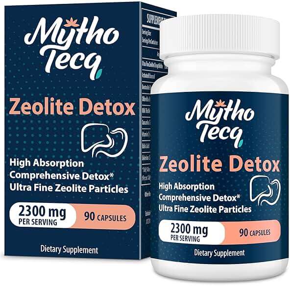 MythoTecq 2300 MG Zeolite Detox Capsules - Activated Charcoal & Bentonite Clay, Highly Absorbable Full Body, Liver & Gut Cleanse, Zeolite Clinoptilolite（90 Capsules） - Image 1