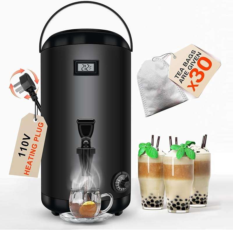 Nalison Electric Heating Insulated Beverage Dispenser-12 L/3.2 Gallon Hot Drink Beverage for Catering-Stainless Steel Hot Beverage Dispenser Coffee Urn with Spigot for tea,Juice (black) - Image 1