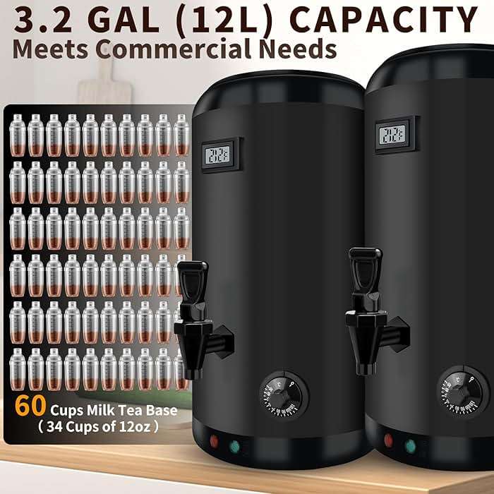 Nalison Electric Heating Insulated Beverage Dispenser-12 L/3.2 Gallon Hot Drink Beverage for Catering-Stainless Steel Hot Beverage Dispenser Coffee Urn with Spigot for tea,Juice (black) - Image 4