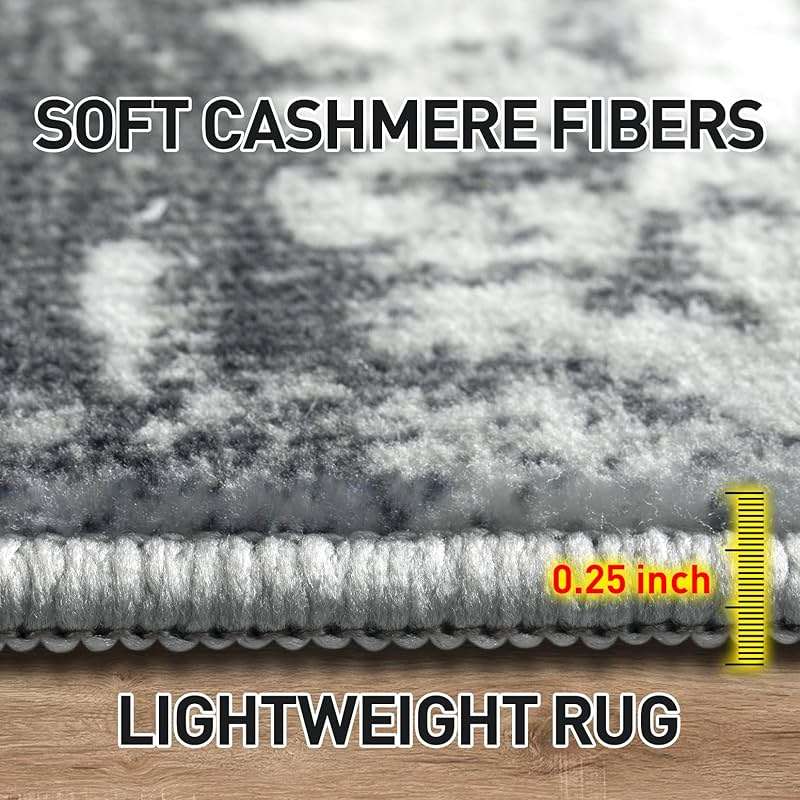 6x9 Area Rugs Washable Rug: Large Modern Abstract Living Room Rug Soft Anti-Skid Thin Carpet Indoor Floor Non-Shedding Carpets for Bedroom Dining Room Farmhouse Nursery Home Office Black Grey Gold - Image 6
