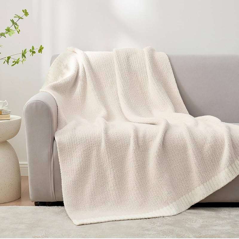Snuggle Sac Heather Throw Blanket for Couch, Reversible Super Soft Blankets Warm Cozy Knit Fuzzy Plush Lightweight for Sofa, Bed, Camping, Picnic (Heather Ivory, Throw-XL(50"x 70")) - Image 4