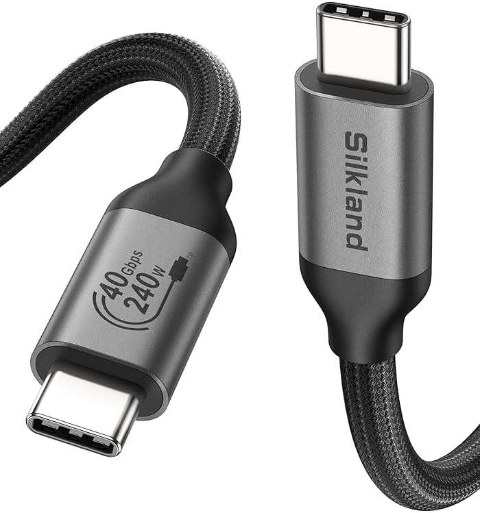 Silkland USB 4 for Thunderbolt 4 Cable 6.6FT/2M, 40Gbps Data Transfer, 8K/5K@60Hz, 4K@240Hz, 240W Charging, Braided USB C Video Cable Compatible with MacBook, iPhone 17/16, Monitor, SSD, iPad - Image 1