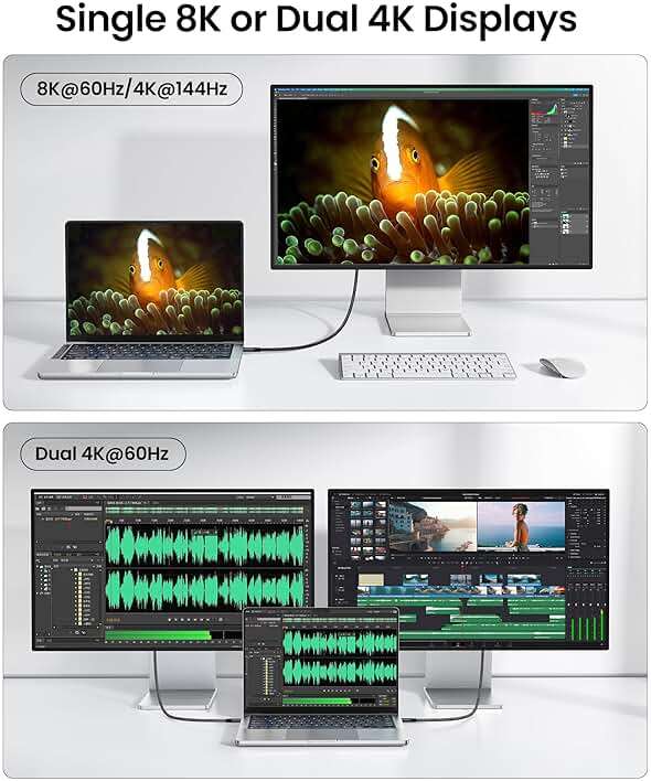 Silkland USB 4 for Thunderbolt 4 Cable 6.6FT/2M, 40Gbps Data Transfer, 8K/5K@60Hz, 4K@240Hz, 240W Charging, Braided USB C Video Cable Compatible with MacBook, iPhone 17/16, Monitor, SSD, iPad - Image 4