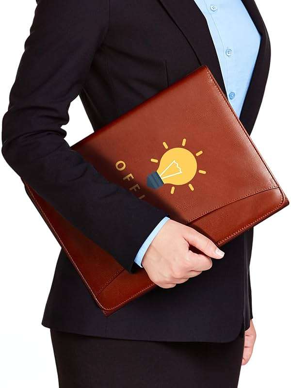 Vebermo Personalized Padfolio with Zipper - Customized Leather Portfolio with Personalized Logo and Text for Resumes, Interviews, and Professional Business Use, Black - Image 2