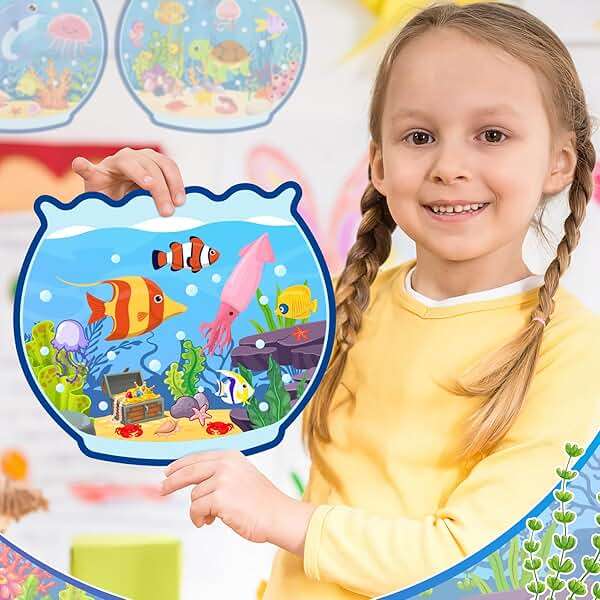 Summer Craft Kits for Kids Make A Ocean Animals Worlds Stickers Scene, Summer Craft Under The Sea Scene Sticker Shark Tropical Fish Sea Animal Bulk Set for Home Classroom Game Activities (24Set) - Image 2