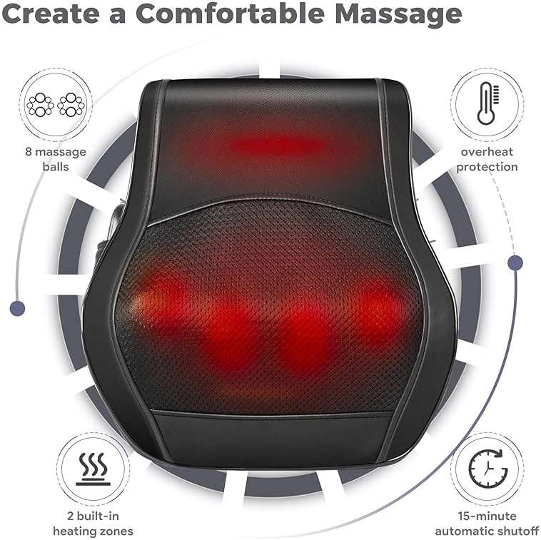 Brelley Neck and Back Massager for Pain Relief Deep Tissue with Heat, Shiatsu Shoulder Massager with Bi-Directional Rotating Head for Neck, Back, Shoulders, and Legs - Image 5