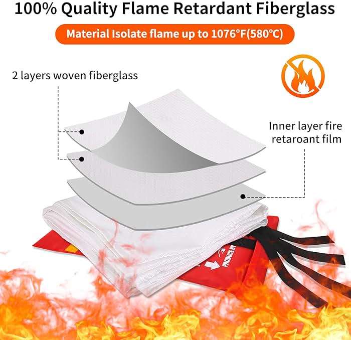 COSHNIBI Emergency Fire Blanket for Home & Kitchen - High Heat Resistant Fire Suppression Blanket （2 Pack） - Image 3