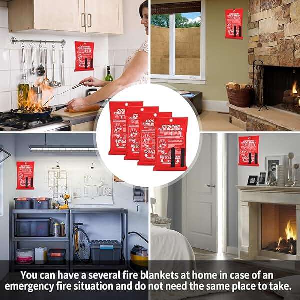 COSHNIBI Emergency Fire Blanket for Home & Kitchen - High Heat Resistant Fire Suppression Blanket （2 Pack） - Image 4