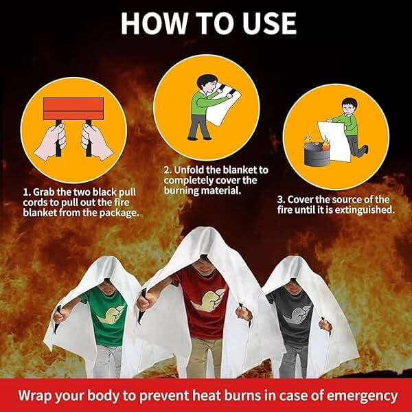 COSHNIBI Emergency Fire Blanket for Home & Kitchen - High Heat Resistant Fire Suppression Blanket （2 Pack） - Image 6