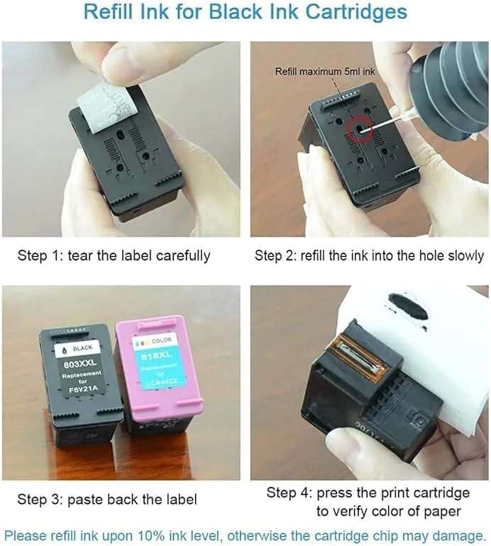 Remplacemet Ink Refill Kit 100ml for HP 67 61 65 60 62 63 910 920 901 902 932 933 934 940 952 94 95 96 Inkjet Printer Cartridges Refillable Ink Cartridges CIS CISS System 4 Color Set New Sealed - Image 2