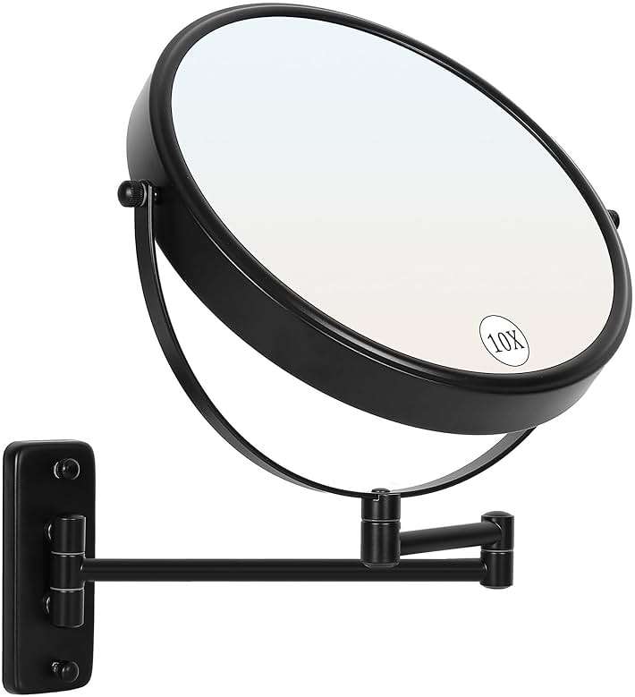 Large Size 9-in Wall Mounted Magnifying Makeup Mirror 1X/10X Magnification,Extendable Bathroom Mirrors Wall Mount Vanity Mirror for Shaving,12-in Folding Arm,Flexible Adjustable,Space-Saving,No Light - Image 3