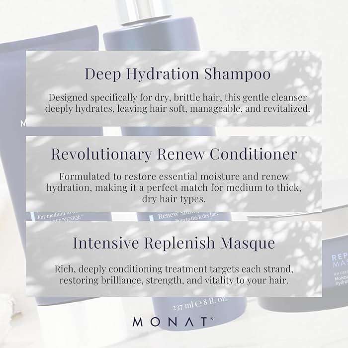 Renew™ Hydrating Hair Care System - Shampoo, Conditioner, and Masque System for Dry, Brittle Hair (8 oz/6 oz/5 oz) - Image 7