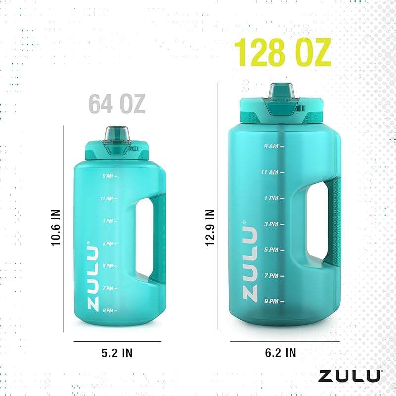 Zulu Goals 128oz Half Gallon Plastic Water Bottle with Straw and Time Marker | Large Reusable Jug with Handle and Leak Proof Lid for All Day Hydration, Gym and Outdoors, Gift Ready, Aquaviva - Image 3