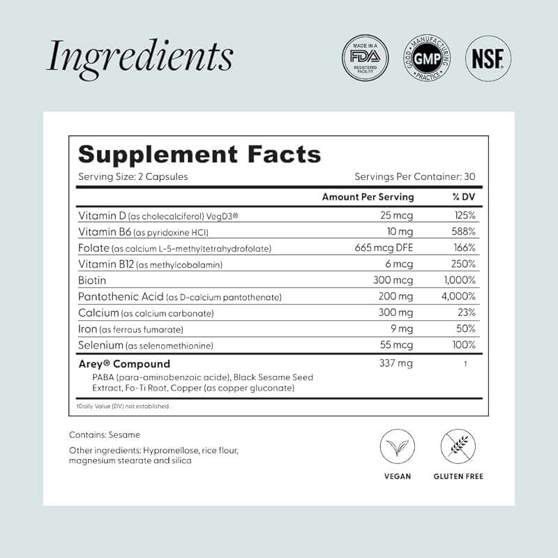 Arey Not Today, Grey Daily Hair Supplement for Women & Men | Slows Grey Hair Growth in 3–6 Months | Support for Thicker, Healthier Hair | Biotin, B + D Vitamins | Vegan & Gluten-Free (1 Month) - Image 5