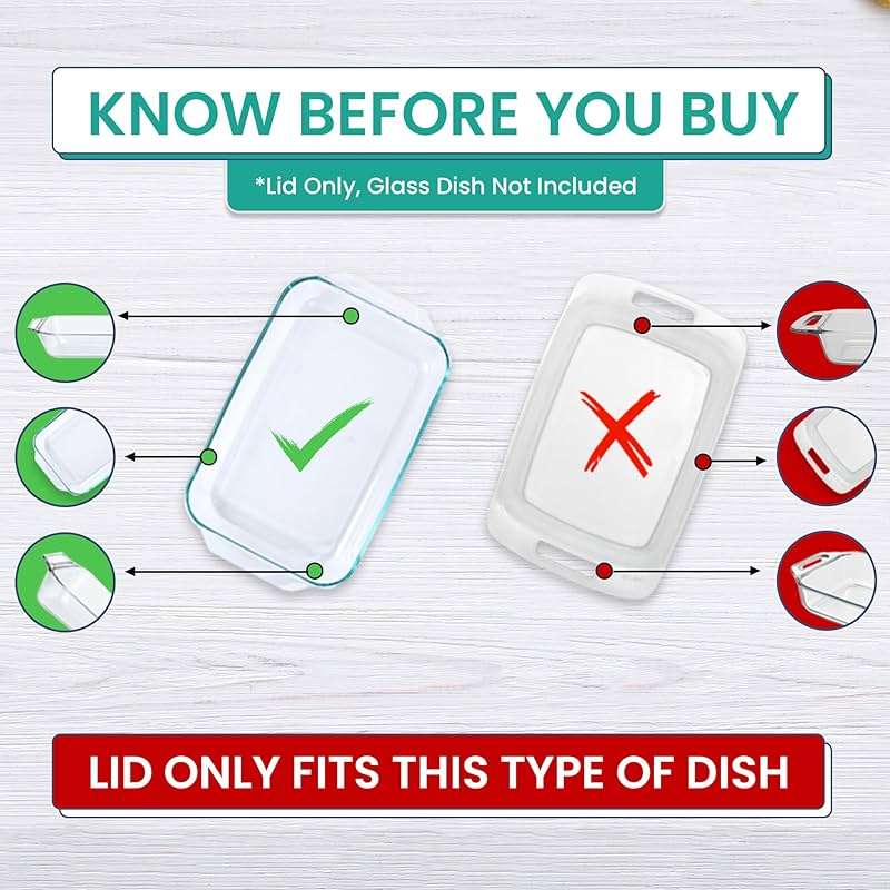 Replacement Lids fits Pyrex 9x13 233 Glass Casserole Baking Dish Container with Tab Handles, for 3-Quart Model 233-PC (2-Pack, Turquoise) - Image 3