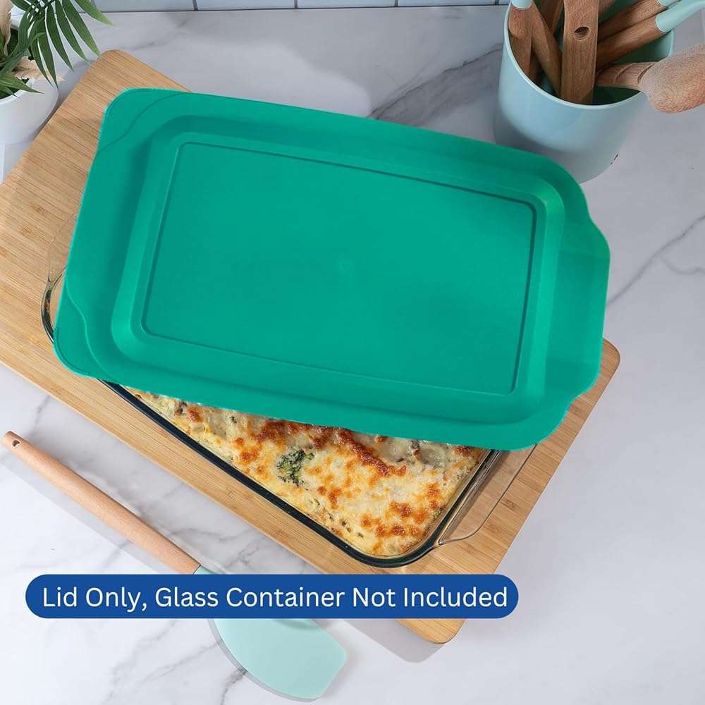 Replacement Lids fits Pyrex 9x13 233 Glass Casserole Baking Dish Container with Tab Handles, for 3-Quart Model 233-PC (2-Pack, Turquoise) - Image 6
