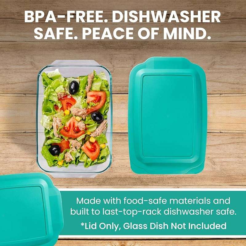 Replacement Lids fits Pyrex 9x13 233 Glass Casserole Baking Dish Container with Tab Handles, for 3-Quart Model 233-PC (2-Pack, Turquoise) - Image 7