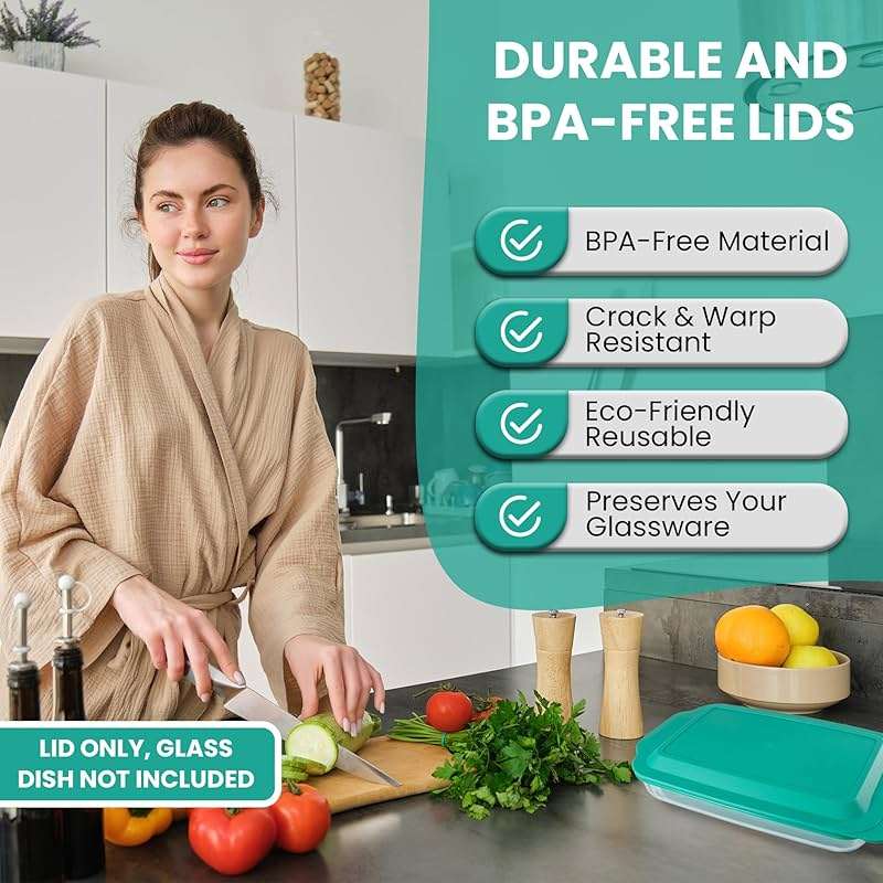 Replacement Lids fits Pyrex 9x13 233 Glass Casserole Baking Dish Container with Tab Handles, for 3-Quart Model 233-PC (2-Pack, Turquoise) - Image 8