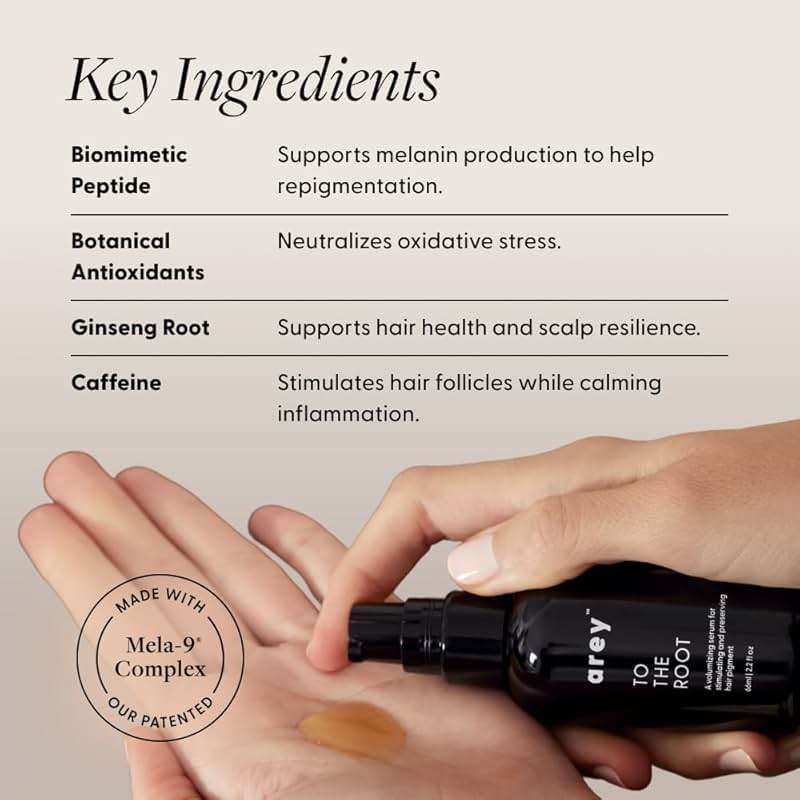 Arey To The Root Hair Serum for Women & Men | Slows Grey Hair Growth & Preserves Pigment in 3–6 Months | Non-Greasy Scalp Serum for Healthier, Fuller-Looking Hair | Vegan & Oil-Free Formula (1 Month) - Image 5