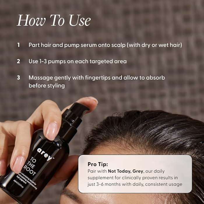 Arey To The Root Hair Serum for Women & Men | Slows Grey Hair Growth & Preserves Pigment in 3–6 Months | Non-Greasy Scalp Serum for Healthier, Fuller-Looking Hair | Vegan & Oil-Free Formula (1 Month) - Image 8